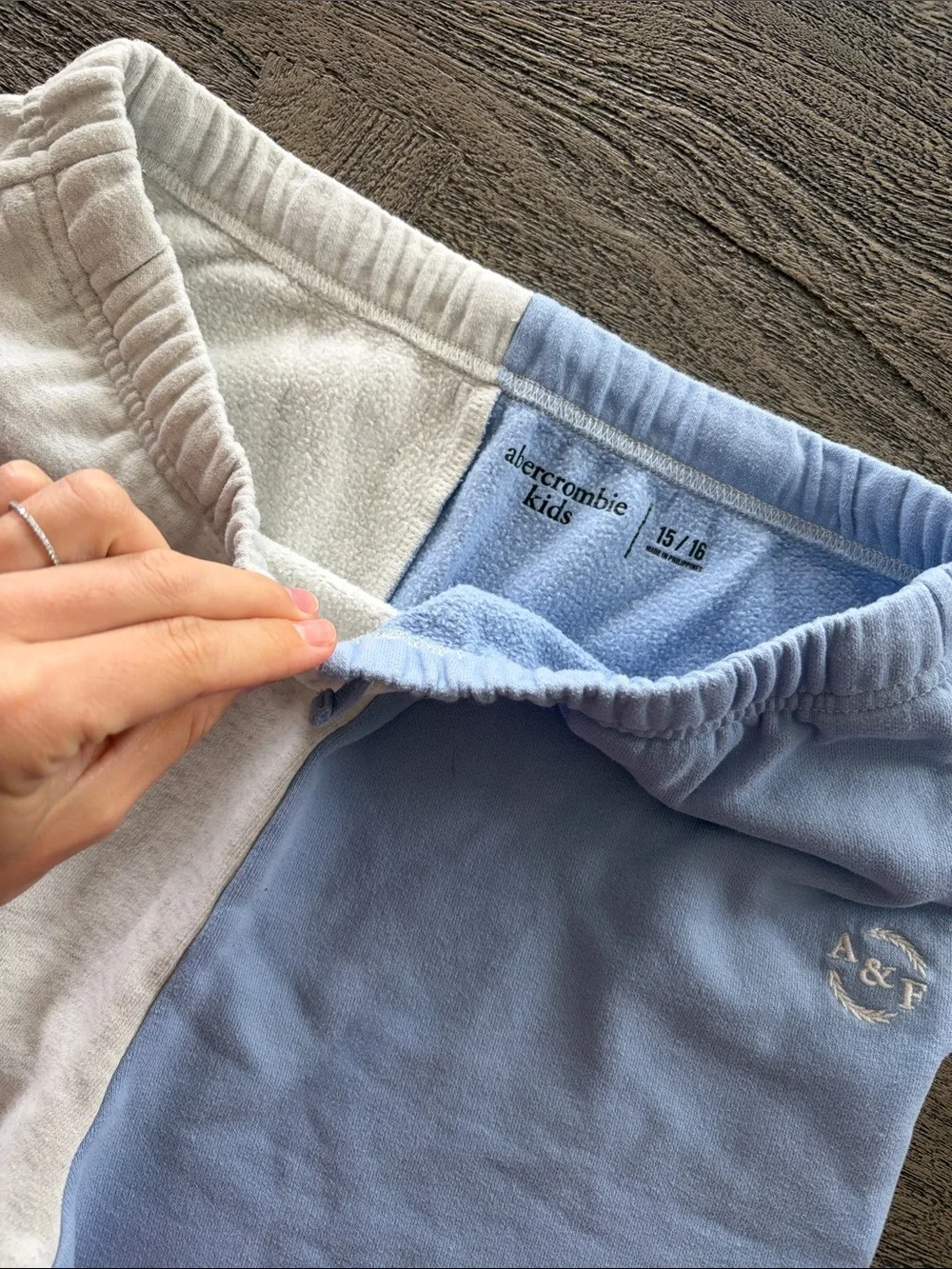 abercrombie kids Blue & Cream Two-Tone Hoodie and Joggers Set